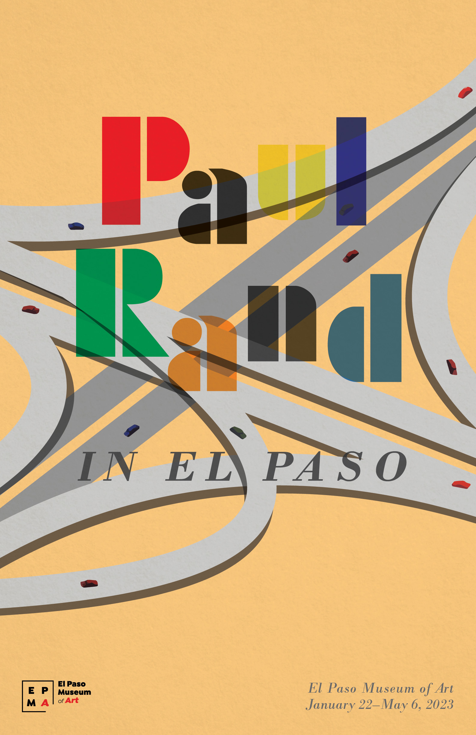 Paul Rand in El Paso promotional design with spaghetti bowl in center.